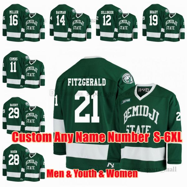 

custom s-6xl bemidji state beavers college hockey wears jersey gerry fitzgerald owen sillinger justin baudry charlie combs aaron miller elia, Black;red