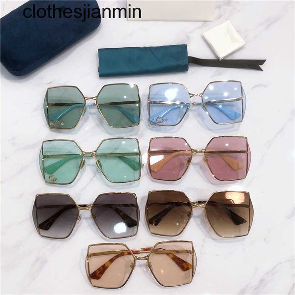 

2023 fashion design sunglasses %80 factory wholesale and retail g's new sunglass ni luhan's same metal herringbone hollow out larg, White;black