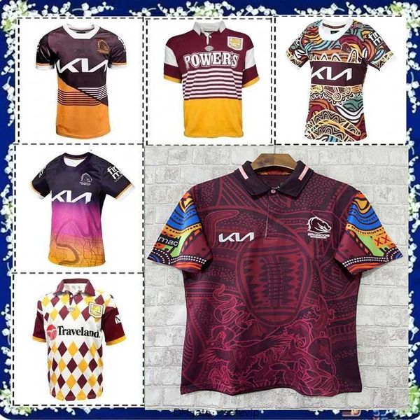 

2023 brisbane broncos indigenous polo rugby training jersey custom name and number, White;black