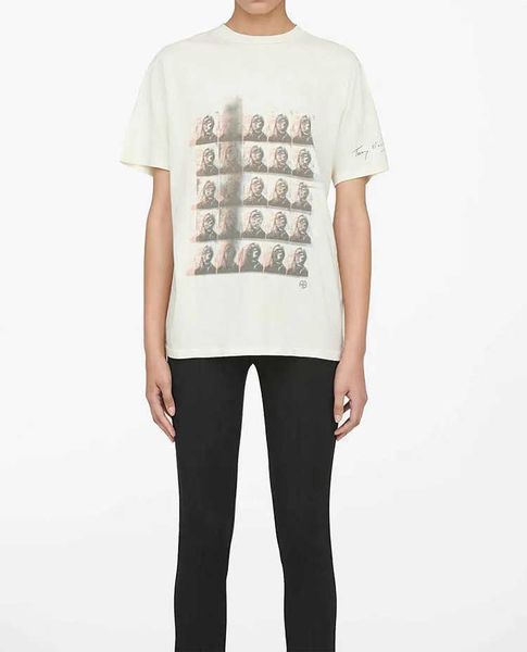 

anines bing fashion mens women designers tee shirt girl's head picture film printing cotton round neck women's short sleeved pure, White