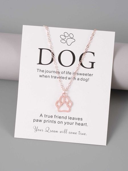 

women's accessories hollow out paw charm necklace, Silver