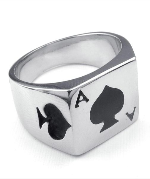 

selling jewelry mens stainless steel ring poker spade ace personalized fashion 316l stainless steel ring3049995, Slivery;golden