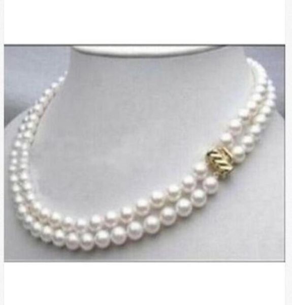 

double strands 9mm south sea white pearl necklace0123459089639, Silver