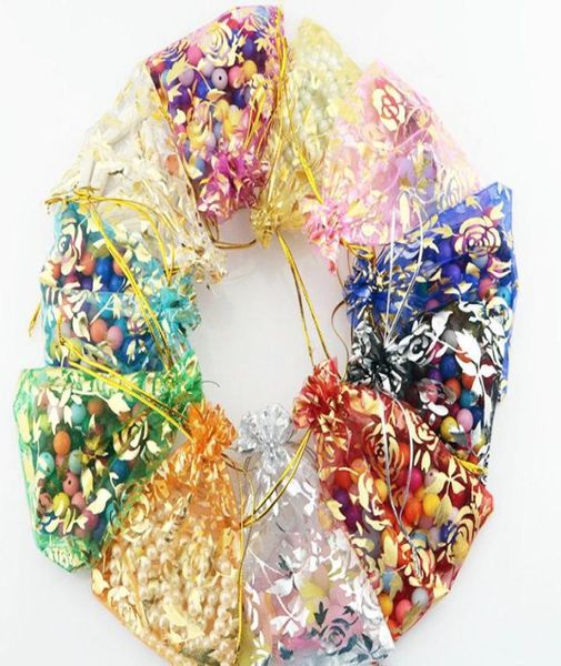 

500pcslot mix rose organza wedding party favor decoration gift bags pouches 7x9cm5623837, Pink;blue
