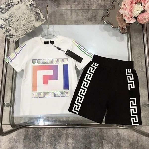 

men's and women's children's set 2023 new fashion summer clothes children's summer relaxed casual two-piece set sen outs, White
