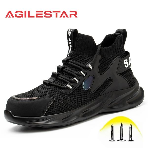 

dress shoes agilestarmen indestructible safety men work steel toe punctureproof sneakers male 230725, Black