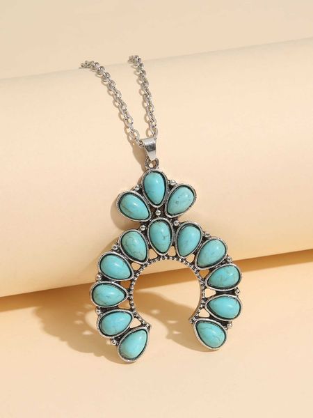 

women's accessories turquoise decor necklace, Silver