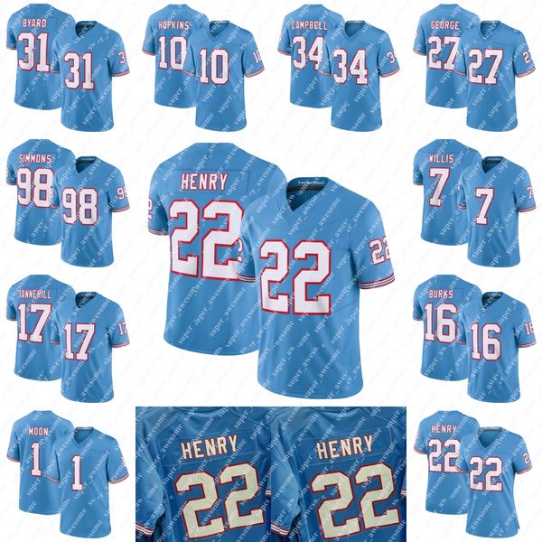 

derrick henry light blue oilers jersey deandre hopkins ryan tannehill malik willis treylon burks jeffery simmons kevin byard will levis eddi, Black;red
