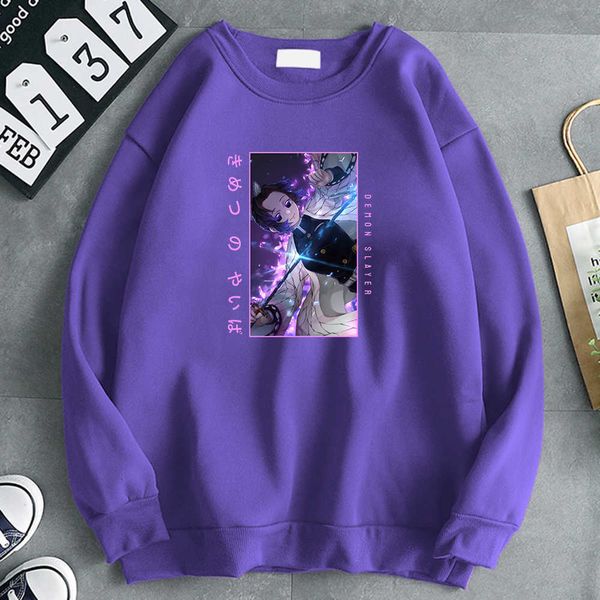 

kochou shinobu demon slayer manga men sweatshirt comfortable korean hoodie mens harajuku brand aesthetic graphic clothes, Black