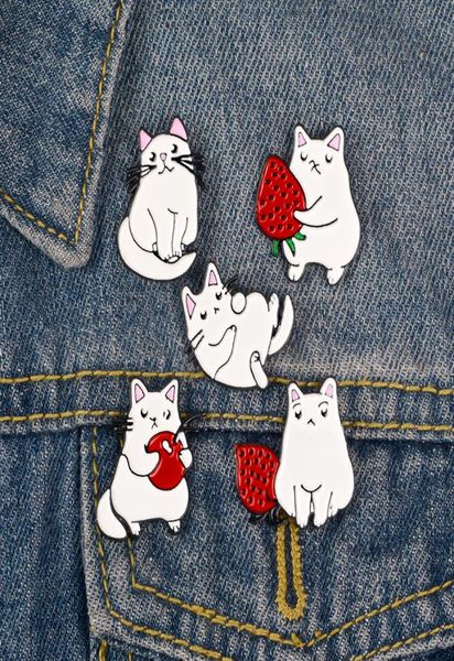 

cute cartoon animal cat fruit small funny enamel brooches pins for women demin shirt decor brooch pin metal kawaii badge fashion j4940399, Gray