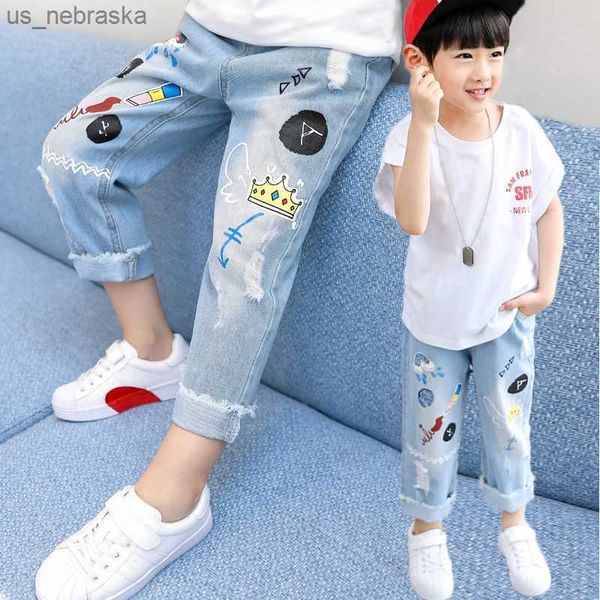 

2023 boys jeans pants kids denim trousers children casual cartoon jeans autumn summer toddler babys boys clothes for 412 years l230518, Blue