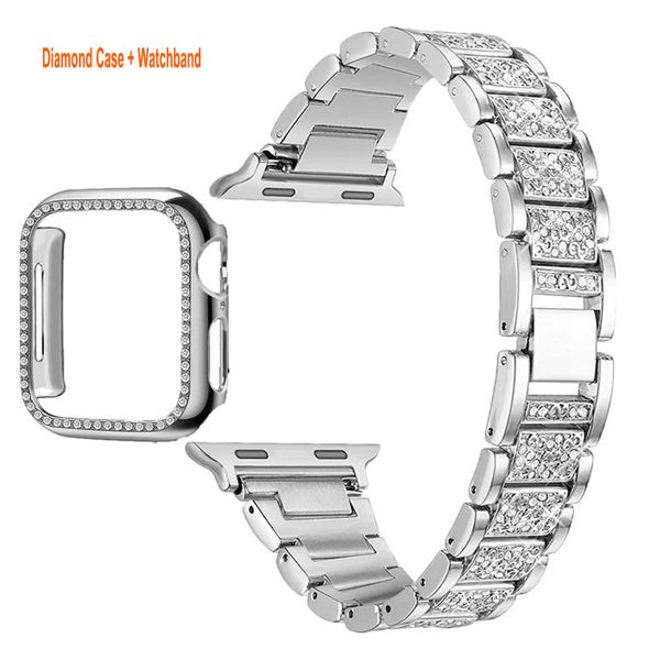 

with Apple Compatible Watch Band 38mm 40mm 41mm 42mm 44mm 45mm Women Girl Bling Diamond Jewelry Metal Strap Bands Round Shiny Bracelet Wristband for iWatch s i, Gold