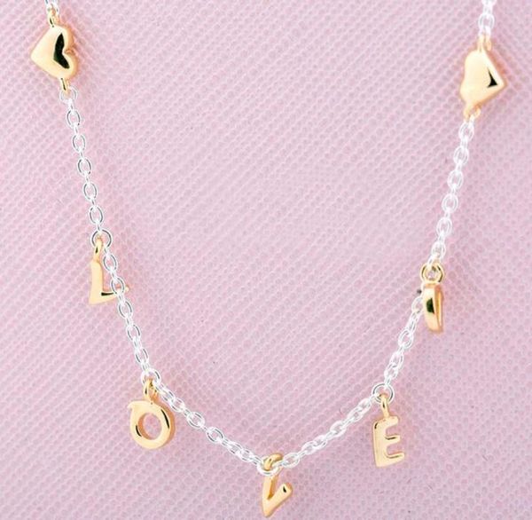 

new 925 sterling silver necklace shine loved script collier necklace for women wedding gift europe diy jewelry3406218