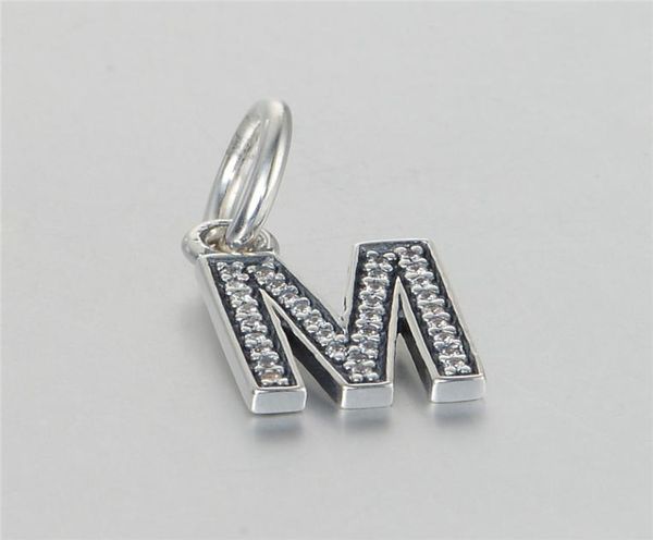 

pave clear crystal alphabet charm pendants bead 925 sterling silver dangle letters m beads for diy brand charms bracelets jewelry8813772, Black