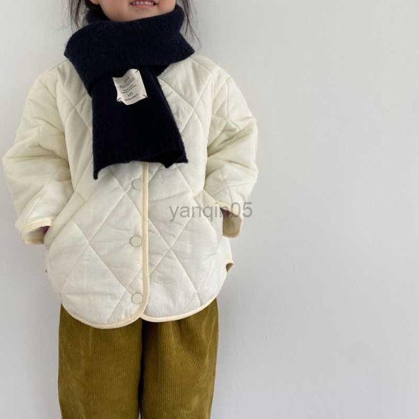

down coat 2022 winter boys and girls solid color padded coat children o-neck thicken cotton jacket hkd230725, Blue;gray