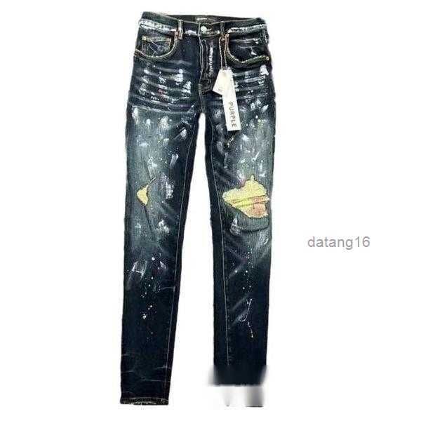 

purple jeans designer mens black denim tears ripped straight regular washed old long fashion hole stack 0p77, Blue