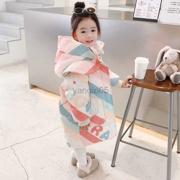 

down coat 3-11y kids down jacket winter girls coats zipper hooded patchwork thick warm fashion children outerwear clothes h168 hkd230725, Blue;gray