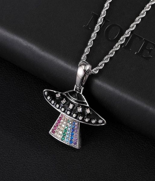 

dz micro paved colorful cubic zirconia alien pendant necklace for men039s hip hop iced out jewelry bijoux23956755476, Silver