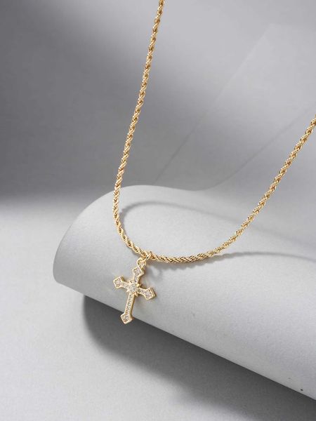 

women's accessories 1pc cubic zirconia cross charm necklace copper jewelry, Golden;silver