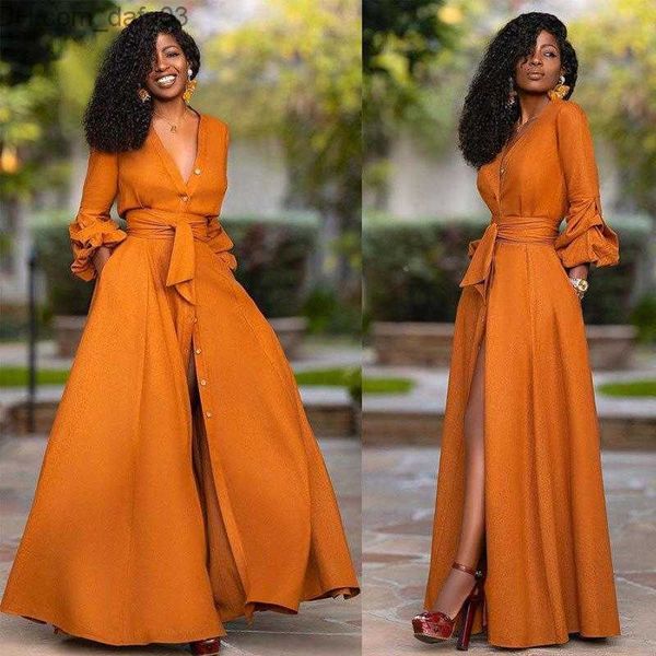 

basic casual dresses casual dresses elegant split maxi women autumn deep v neck long sleeve party dress ladies slim plus size african clothe, Black;gray