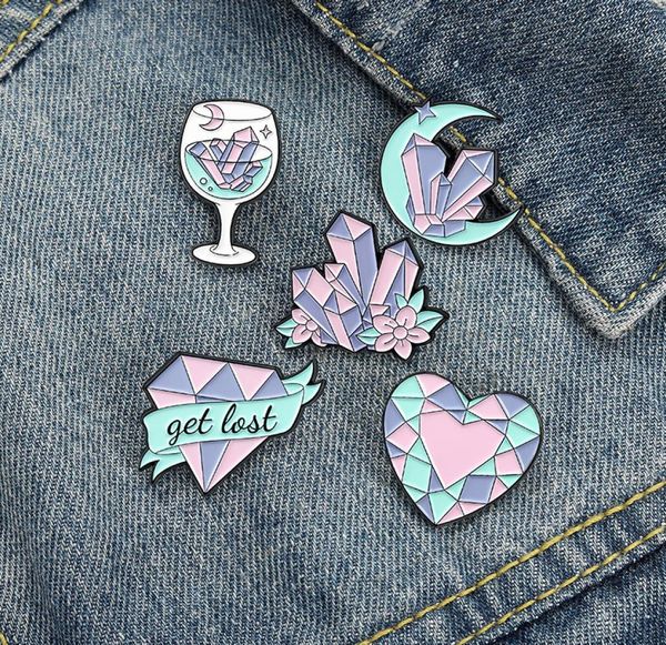 

enamel pins custom moon heart wine glass brooch lapel badge bag cartoon jewelry gift for kids friends2591912, Gray