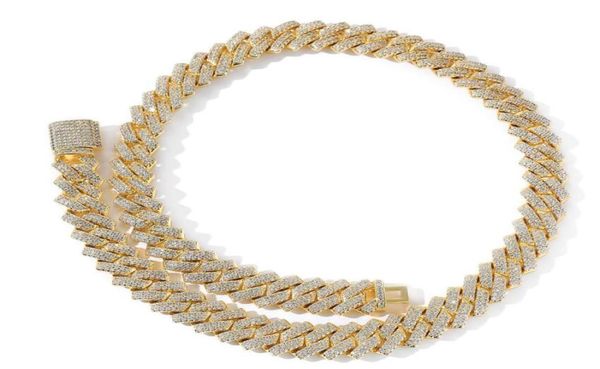 

new hip hop necklace 14mm prong cuban link designer chains necklace fashion hiphop jewelry 3 row rhinestones iced out necklaces fo6903452, Silver