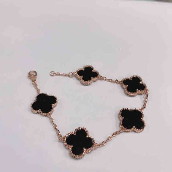 

925 sterling silver necklace clover bracelet female rose gold lucky birthday 2s1swvu, Black