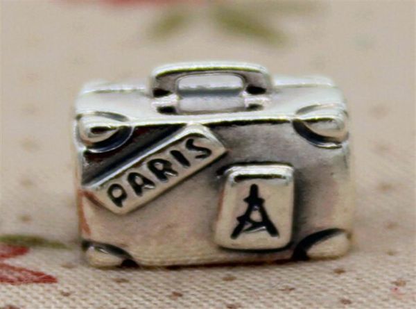 

2015 100% 925 high-quality sterling silver suitcase charm bead fits european jewelry bracelets necklaces & pendants257d5346924, Black