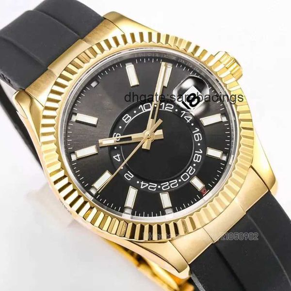 

new skydweller man watch mens designer watches woman watchs automatic mechanical wristwatch 42mm movement 18k gold rubber strap james bond p, Slivery;golden