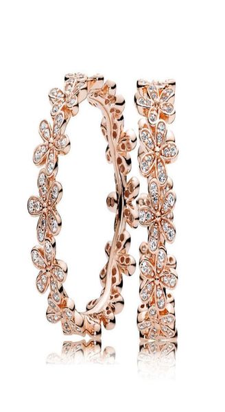 

band 925 s p ring rose gold dazzling daisy flower chain with crystal rings for women wedding party jewelry soo2z nizgq9611817, Silver