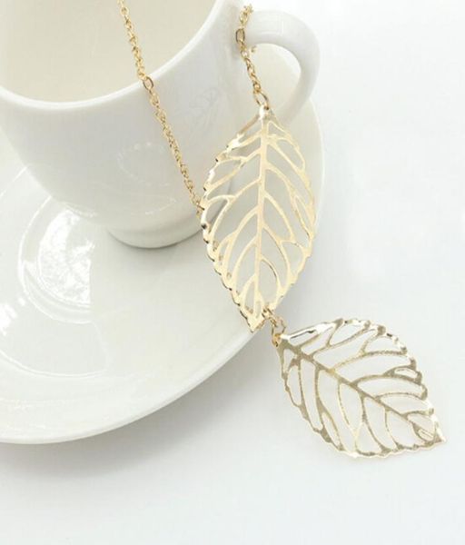 

fashion silver necklace hollow leaf pendat necklaces women girls party jewlery new alloy leaves costume necklaces3560809