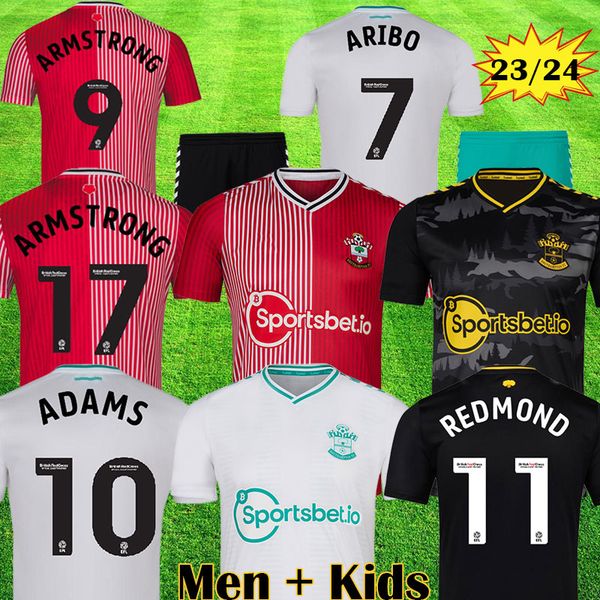 

23 24 aribo southampton white soccer jerseys redmond 2023 2024 ward prowse elyounoussi armstrong romeu awa football shirts men kids kit jers, Black;yellow