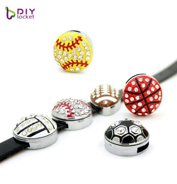 

new fashion mix style sports ball slide charms crystal rhinestones ball charms fit diy belt wristband bracelet lssc4154198893760, Blue;slivery