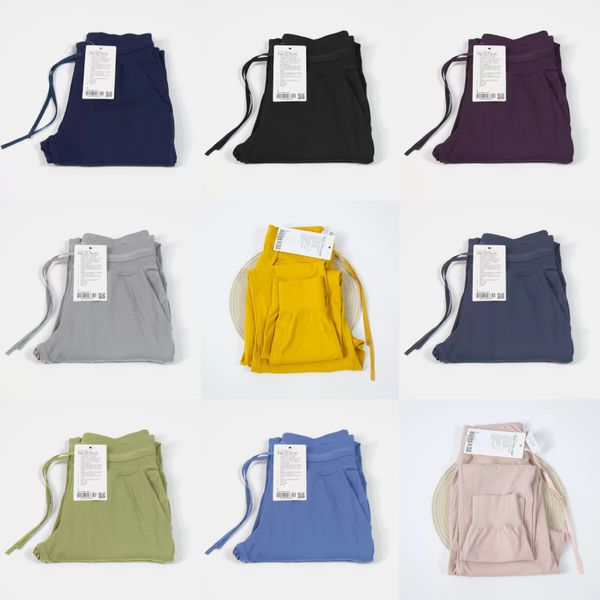 

ll brand ready to women active pants high waist drawstring joggers solid color sports pants elastic yoga outdoor running sweatpants soft str