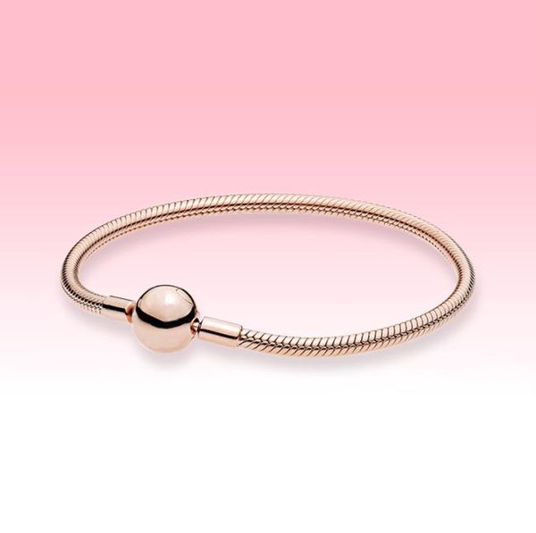 

women mens 18k rose gold plated bracelet diy charms hand chain for 925 silver moments chain bracelet with original box1790873, Golden;silver