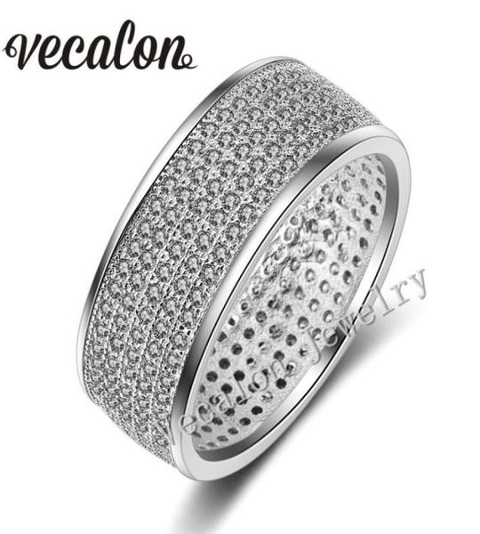 

vecalon full 250pcs simulated diamond cz wedding band ring for women 10kt white gold filled female engagement band sz 51160095503533152, Slivery;golden