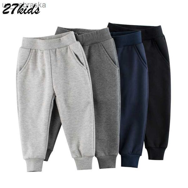 

27kids winter boys sports fleece pants for 27 years solid baby velvet jogging infant toddler kids children trousers l230518, Blue
