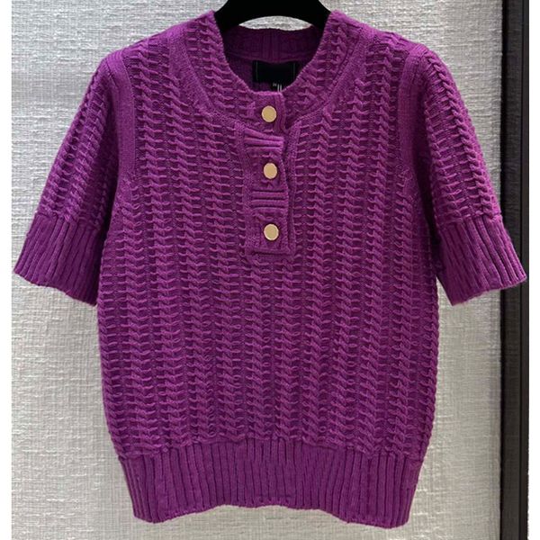 

7.25 temperament button decoration women's sweaters round neck short sleeve cashmere wool knitted pullover, White;black