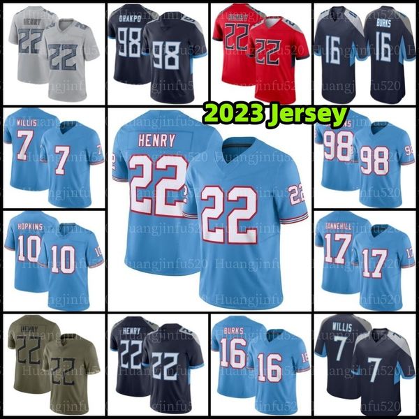 

10 deandre hopkins derrick henry 8 will levis peter skoronski football jersey jeffery simmons treylon burks ryan tannehill steve mcnair kevi, Black;red
