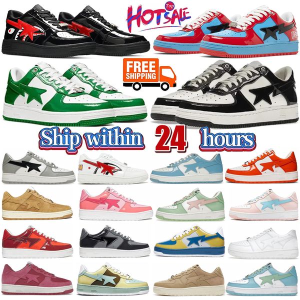 

men women designer casual shoes nigo sta low shoe block shark black white teal brown yellow suede patent leather blue mens womens train jogg