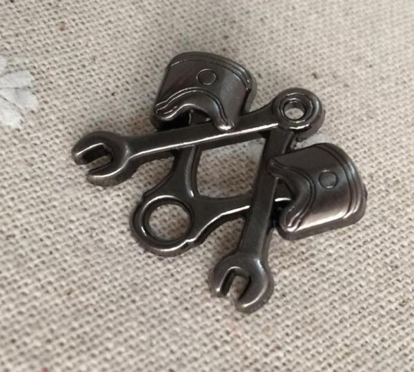 

10pcs ma tools hat jacket lapel pin piston wrench antique nickel biker factory whole 3d masons brooch pins46770849833518, Gray