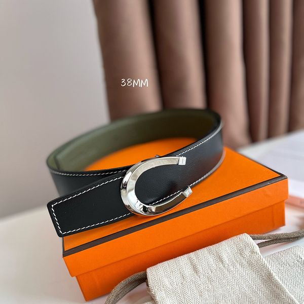 

genuine leather men designers belts classic fashion business casual belt wholesale mens waistband womens smooth buckle width 3.8cm with box, Black;brown