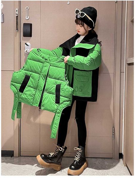 

down coat teen girl cotton-padded winter jackets 2 pieces warm fashion teen girls outerwear hkd230725, Blue;gray