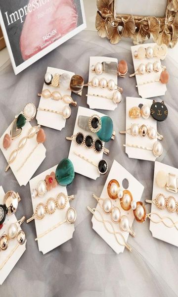 

drop 30pcs10set korea vintage acrylic resin beads hairpins imitiation pearl metal gold color hair clips hair accessories5454299, Slivery;white