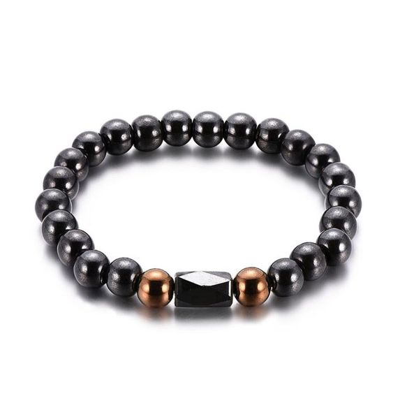 

8mm black magnet hematite beaded bracelet healthy mens wristband jewelry whole custom bead stretch band8064385