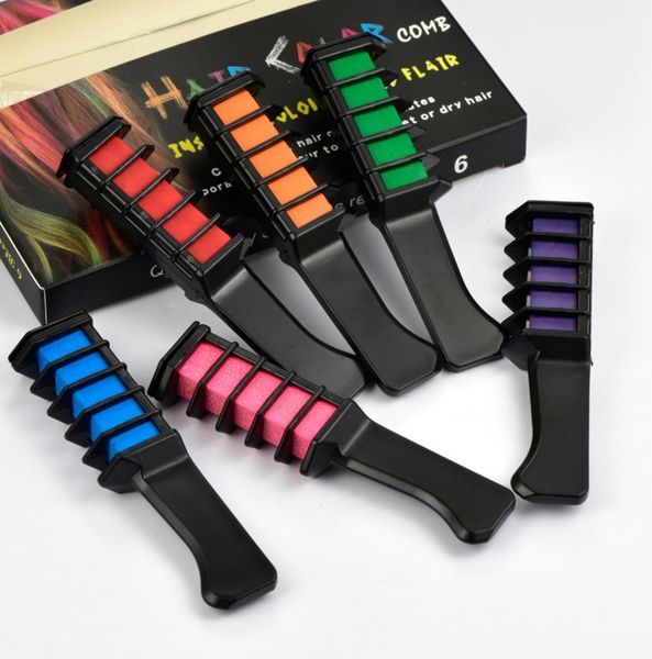 

disposable pro hair colors personal use hair chalk color comb dye kits temporary party cosplay 6 colors salon hairs dyeing tool 075028446