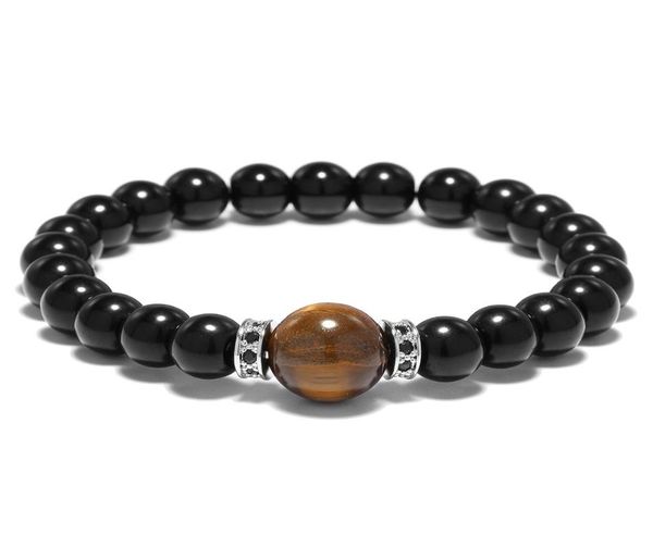 

minimalist obsidian natural stone charm big tiger eyes stone yoga buddha bracelet for women and male jewelry pulsera gifts1138368, Black