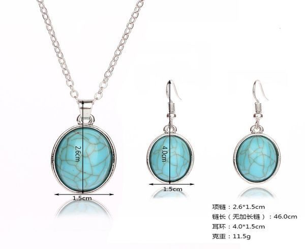 

necklace oval turquoise earrings nelace fashion set women039s sets4733794, Silver
