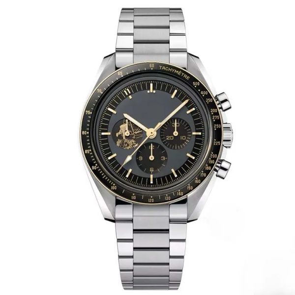 

classic men mens 50th anniversary automatic watches movement mechanical designer watch space montre de luxe stainless luxury watch wristwatc, Slivery;golden