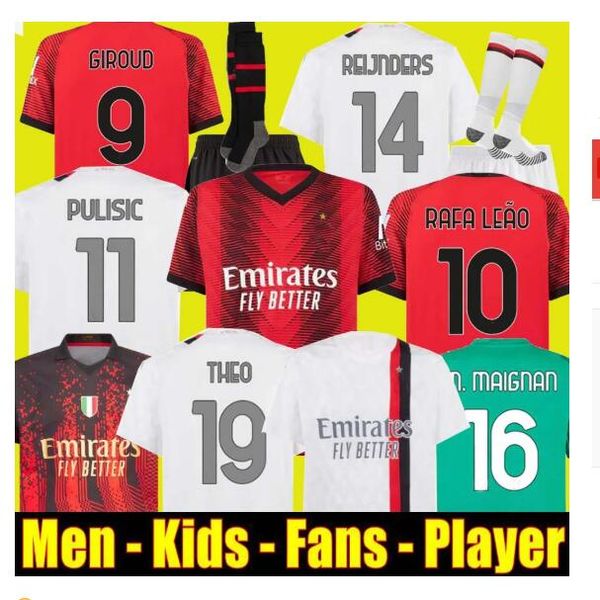 

reijnders 23 24 koche soccer jerseys ac milans giroud de ketelaere rafa leao football shirt fourth 4th men kids kit uniforms 2023 2024 pulis, Black;yellow